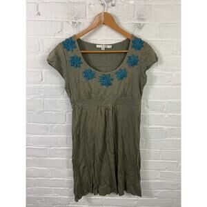 Boden Women's Floral Gorpcore Scoop Neck Mini Dress Short Sleeve Green Size 6